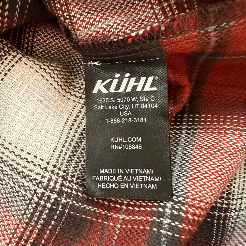 SOLD Kuhl Law Flannel Button Down. XXL. Red/White Plaid. - Picture 10 of 11